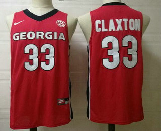 Men's Georgia Bulldogs #33 Nicolas Claxton Red College Basketball Jersey