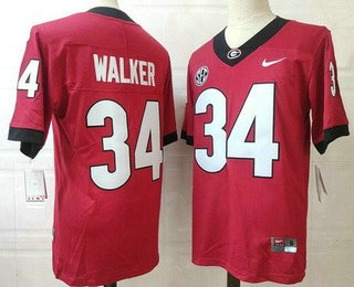 Men's Georgia Bulldogs #34 Herchel Walker Red College Football Jersey