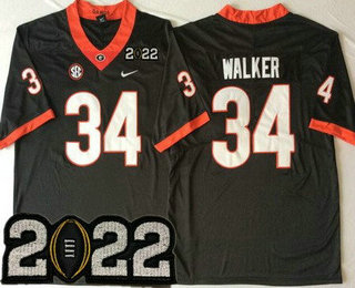 Men's Georgia Bulldogs #34 Herschel Walker Black 2022 Champions College Football Jersey