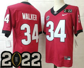 Men's Georgia Bulldogs #34 Herschel Walker Red 2022 Champions College Football Jersey