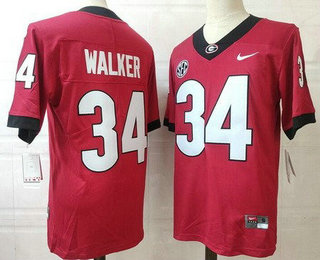 Men's Georgia Bulldogs #34 Herschel Walker Red College Football Jersey