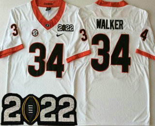 Men's Georgia Bulldogs #34 Herschel Walker White 2022 Champions College Football Jersey