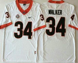 Men's Georgia Bulldogs #34 Herschel Walker White College Football Jersey