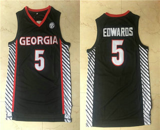 Men's Georgia Bulldogs #5 Anthony Edwards Black College Basketball Swingman Stitched Jersey