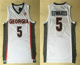 Men's Georgia Bulldogs #5 Anthony Edwards White College Basketball Swingman Stitched Jersey