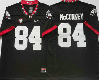 Men's Georgia Bulldogs #84 Ladd McConkey Black 100th 2020 Vapor Untouchable Limited Stitched Nike Jersey