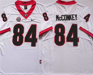 Men's Georgia Bulldogs #84 Ladd McConkey White 2021 Vapor Untouchable Limited Stitched Nike Jersey