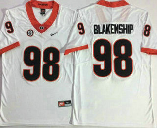 Men's Georgia Bulldogs #98 Rodrigo Blankenship Vapor Limited SEC Patch White College Football Stitched NCAA Jersey