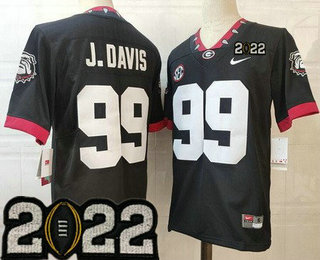 Men's Georgia Bulldogs #99 Jordan Davis Black Alternate 2022 Champions College Football Jersey