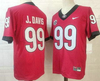 Men's Georgia Bulldogs #99 Jordan Davis Red College Football Jersey