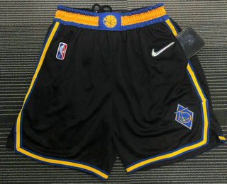 Men's Golden State Black 75th Anniversary Diamond 2021 Stitched Swingman Shorts