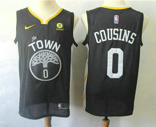 Men's Golden State Warriors #0 DeMarcus Cousins Black 2017-2018 Nike Swingman Rakuten Stitched Jersey