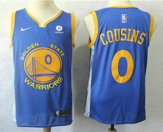 Men's Golden State Warriors #0 DeMarcus Cousins Blue 2017-2018 Nike Swingman Rakuten Stitched Jersey