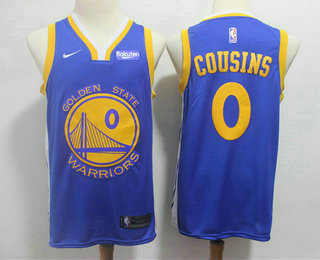 Men's Golden State Warriors #0 DeMarcus Cousins Blue 2019 Nike Swingman NEW Rakuten Logo Stitched NBA Jersey