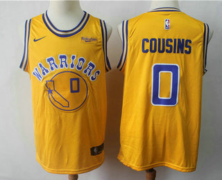 Men's Golden State Warriors #0 DeMarcus Cousins New Yellow 2019 Nike Swingman Rakuten Stitched NBA Jersey