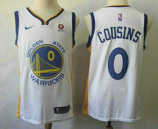 Men's Golden State Warriors #0 DeMarcus Cousins White 2017-2018 Nike Swingman Rakuten Stitched Jersey