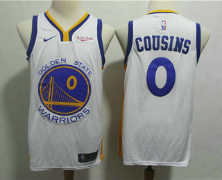 Men's Golden State Warriors #0 DeMarcus Cousins White 2019 Nike Swingman NEW Rakuten Logo Stitched NBA Jersey