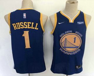 Men's Golden State Warriors #1 D'Angelo Russell Blue 2019 Nike Swingman NEW Rakuten Logo Stitched NBA Jersey