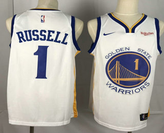 Men's Golden State Warriors #1 D'Angelo Russell White 2019 Nike Swingman NEW Rakuten Logo Stitched NBA Jersey