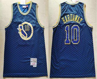 Men's Golden State Warriors #10 Tim Hardaway Checkerboard Royal Blue Hardwood Classics Soul Swingman Throwback Jersey