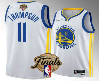 Men's Golden State Warriors #11 Klay Thompson 2022 White NBA Finals Stitched Jersey