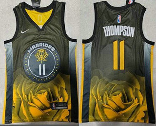 Men's Golden State Warriors #11 Klay Thompson Black City Icon Swingman Jersey