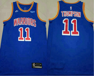 Men's Golden State Warriors #11 Klay Thompson Blue Nike Releases Classic Edition 75th Anniversary Stitched Jersey