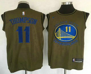 Men's Golden State Warriors #11 Klay Thompson Olive Stitched Nike Swingman Jersey