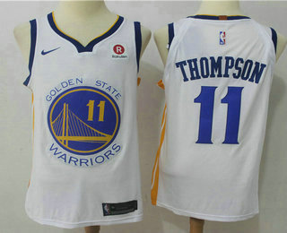 Men's Golden State Warriors #11 Klay Thompson White 2017-2018 Nike Authentic Rakuten Stitched NBA Jersey