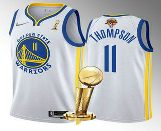 Men's Golden State Warriors #11 Klay Thompson White 2022 NBA Finals Champions Stitched Jersey