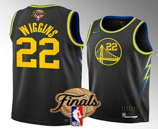 Men's Golden State Warriors #22 Andrew Wiggins 2022 Black NBA Finals Stitched Jersey