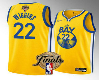 Men's Golden State Warriors #22 Andrew Wiggins 2022 Yellow NBA Finals Stitched Jersey