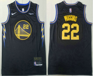 Men's Golden State Warriors #22 Andrew Wiggins Black Diamond 2022 City Edition Swingman Stitched Jersey With Sponsor