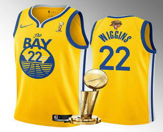 Men's Golden State Warriors #22 Andrew Wiggins Gold 2022 NBA Finals Champions Stitched Jersey