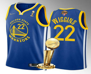Men's Golden State Warriors #22 Andrew Wiggins Royal 2022 NBA Finals Champions Stitched Jersey