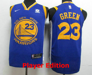 Men's Golden State Warriors #23 Draymond Green Blue 2018 Nike Player Edition Stitched NBA Jersey With The Sponsor Logo