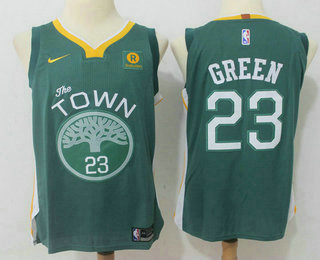 Men's Golden State Warriors #23 Draymond Green Dark Green 2017-2018 Nike Authentic Rakuten Stitched NBA Jersey