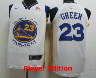 Men's Golden State Warriors #23 Draymond Green White 2018 Nike Player Edition Stitched NBA Jersey With The Sponsor Logo