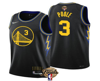 Men's Golden State Warriors #3 Jordan Poole 2022 Black NBA Finals Stitched Jersey