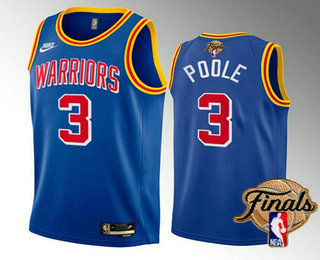 Men's Golden State Warriors #3 Jordan Poole 2022 Royal NBA Finals Stitched Jersey 1