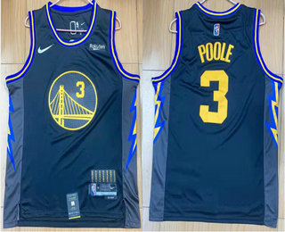 Men's Golden State Warriors #3 Jordan Poole Black Diamond 2022 City Edition Swingman Stitched Jersey With Sponsor Logo