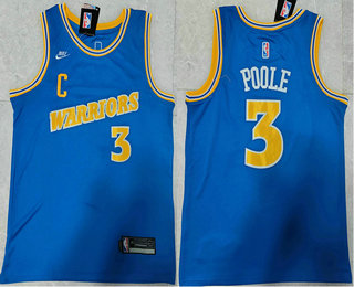 Men's Golden State Warriors #3 Jordan Poole Blue Classic 2022 Icon Swingman Jersey