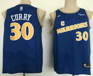 Men's Golden State Warriors #30 Stephen Curry  Blue Hardwood Classics Soul Swingman Nike Throwback Jersey