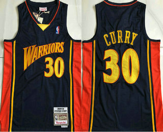 Men's Golden State Warriors #30 Stephen Curry 2009-10 Navy Blue Hardwood Classics Soul AU Throwback Jersey