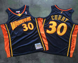 Men's Golden State Warriors #30 Stephen Curry 2009-10 Navy Blue Hardwood Classics Soul Swingman Throwback Jersey