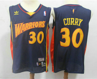 Men's Golden State Warriors #30 Stephen Curry 2009-10 Navy Blue Hardwood Classics Soul Swingman Throwback Jersey