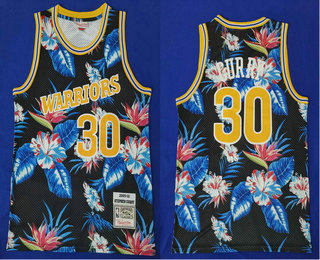 Men's Golden State Warriors #30 Stephen Curry 2009-10 Ness Floral Fashion Hardwood Classics Soul Swingman Throwback Jersey