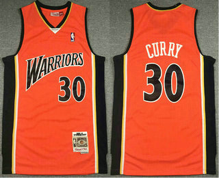 Men's Golden State Warriors #30 Stephen Curry 2009-10 Orange Hardwood Classics Soul Swingman Throwback Jersey