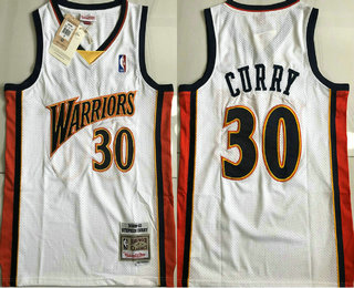 Men's Golden State Warriors #30 Stephen Curry 2009-10 White Hardwood Classics Soul AU Throwback Jersey