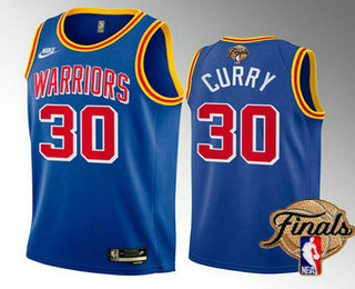 Men's Golden State Warriors #30 Stephen Curry 2022 Royal NBA Finals Stitched Jersey (2)